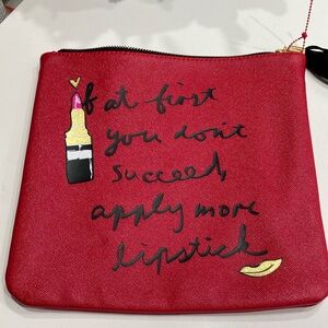 NWOT Red Soft Vinyl Makeup Bag W/ Black Tassel